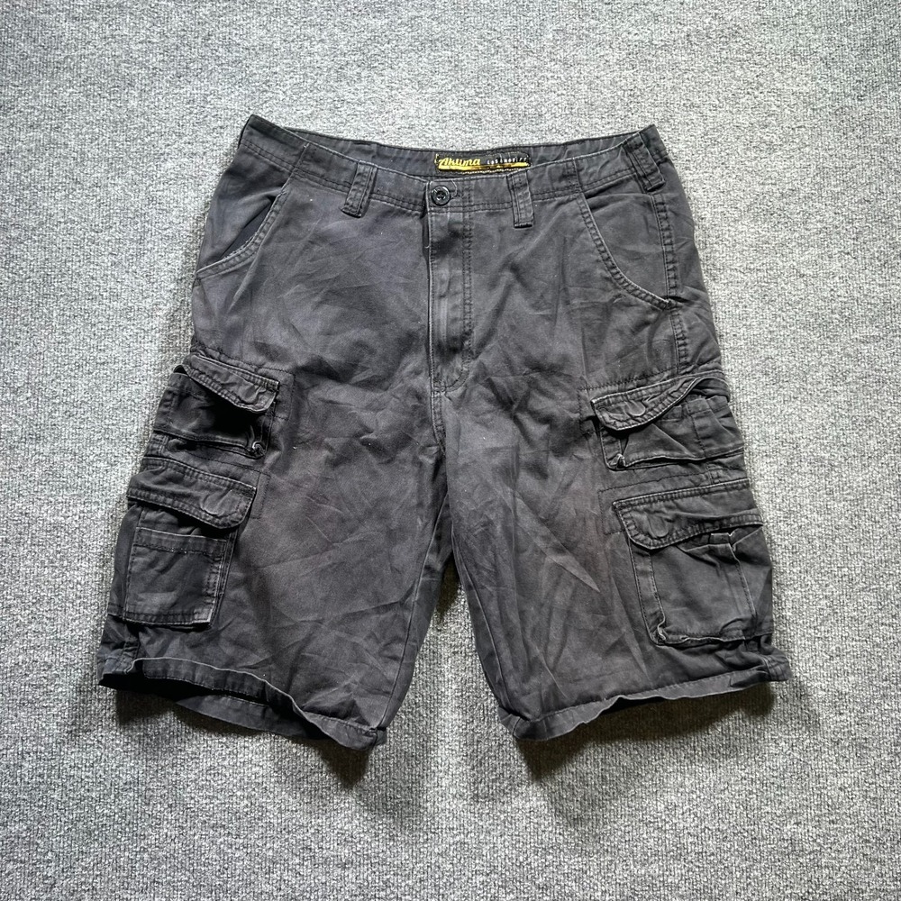 Akuma Cargo Shorts Men's 34 Black Cotton Twill Workwear Utility Summer Outdoor